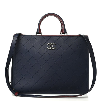 Chanel Bullskin Stitched Bi-Color Large Shopping Tote Blue 1 of 10