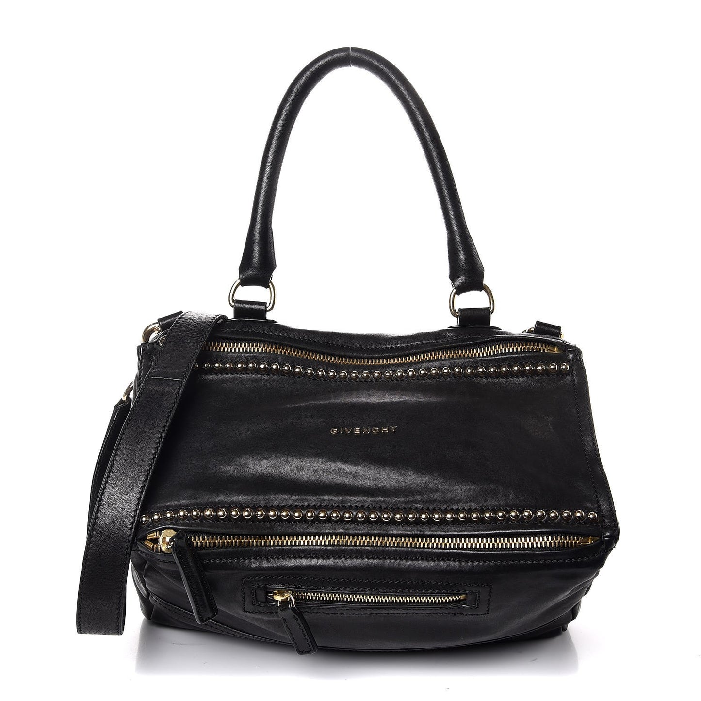 Washed Lambskin Medium Studded Pandora Black