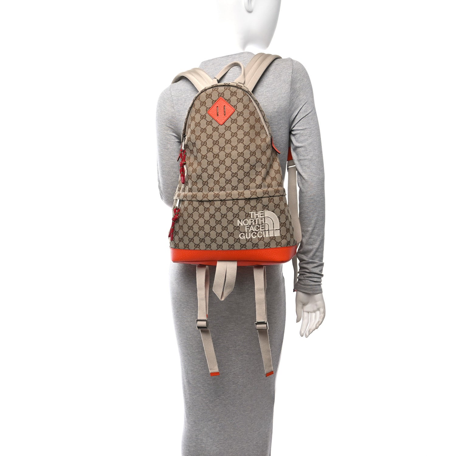 Gucci X THE NORTH FACE Monogram Textured Dollar Calfskin Embroidered Beige Ebony Mystic White Deep Orange 2 of 11