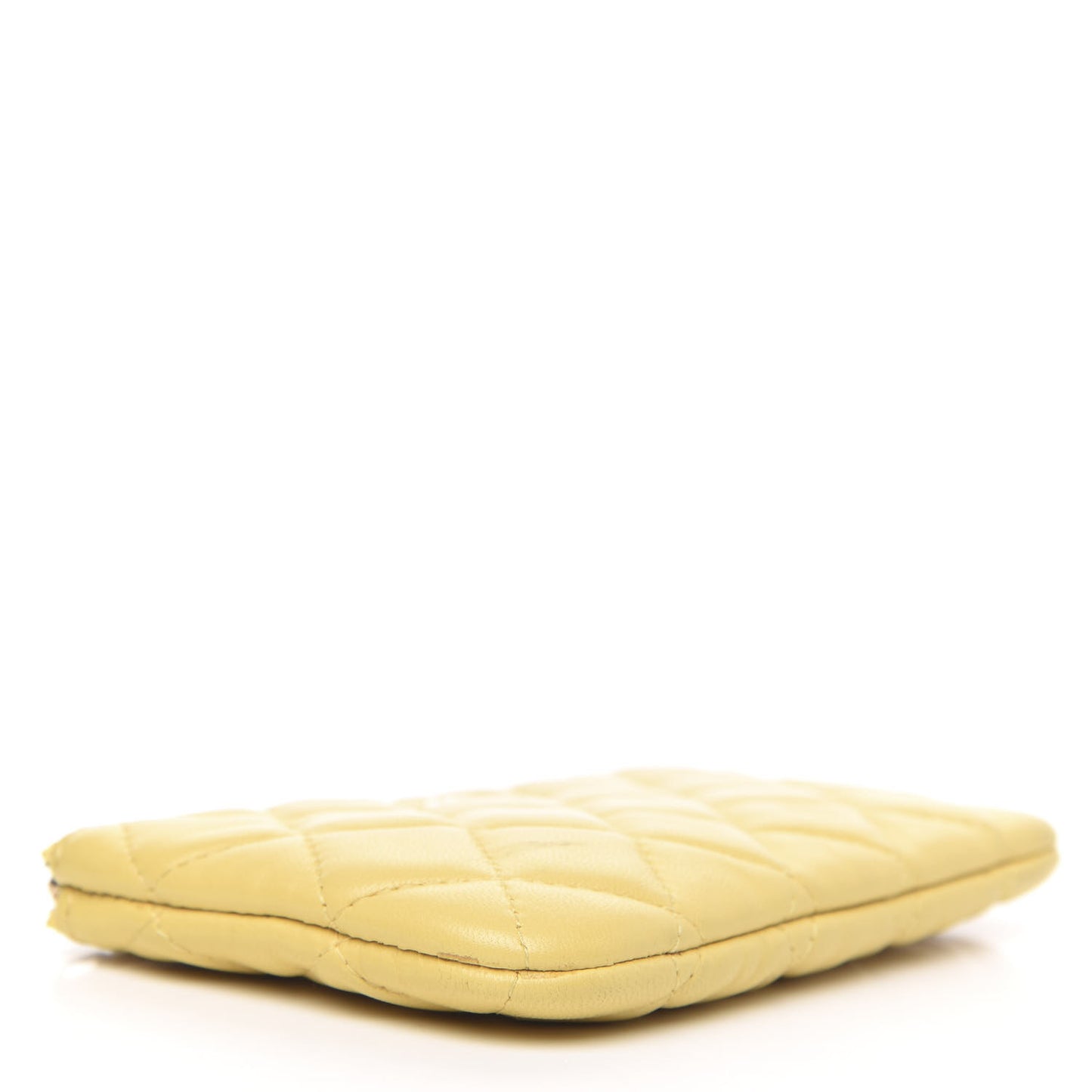 Lambskin Quilted Small Cosmetic Case Yellow