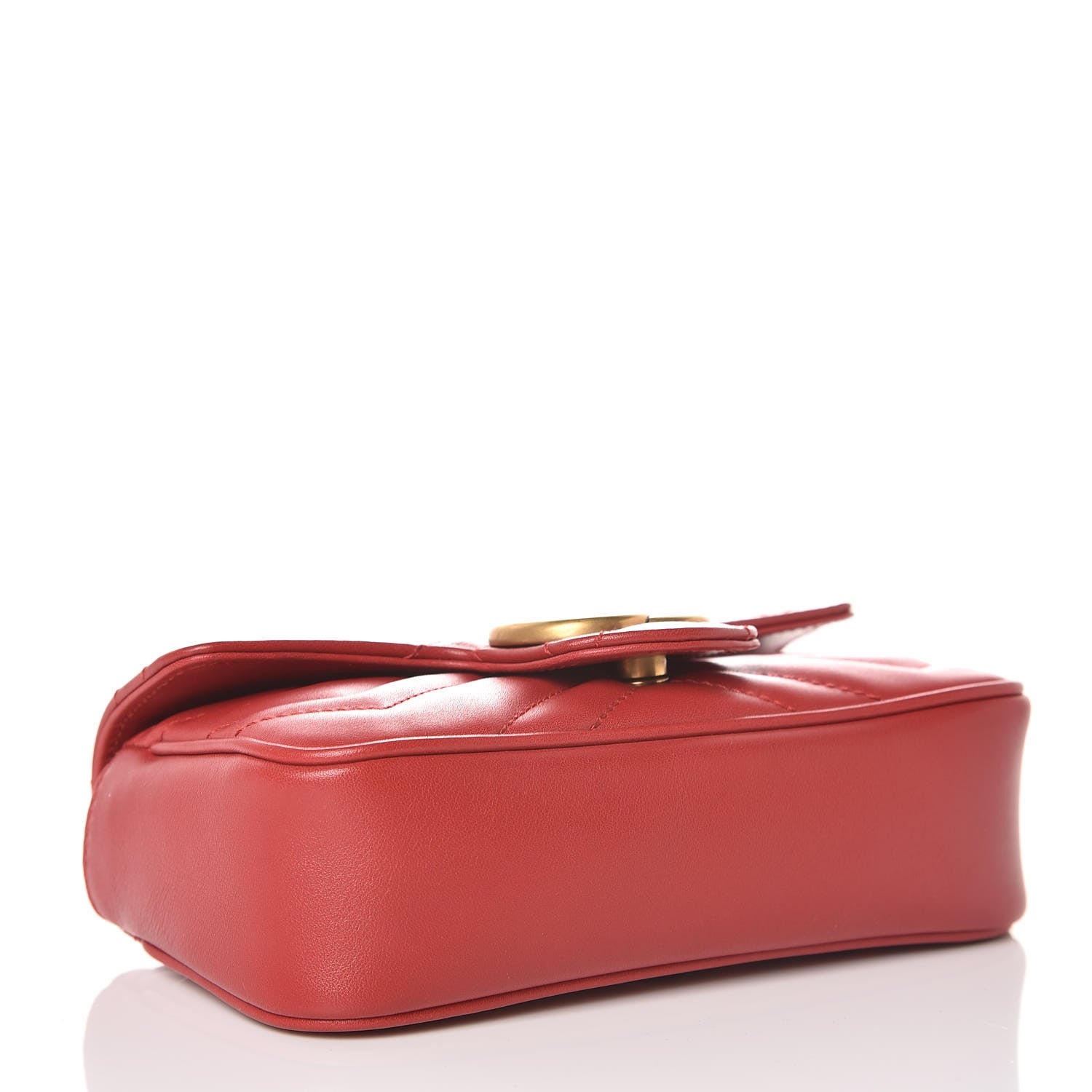 Gucci Calfskin Matelasse Super Mini GG Marmont Shoulder Bag Hibiscus Red 4 of 11