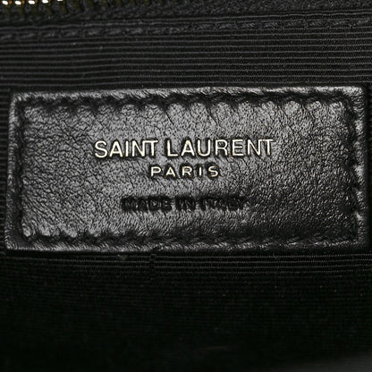 Saint Laurent Grain De Poudre Textured Mixed Matelasse Large Triquilt Monogram Satchel Black 6 of 11