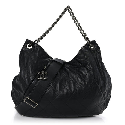 Chanel Calfskin Coco Pleats Hobo Black 1 of 9