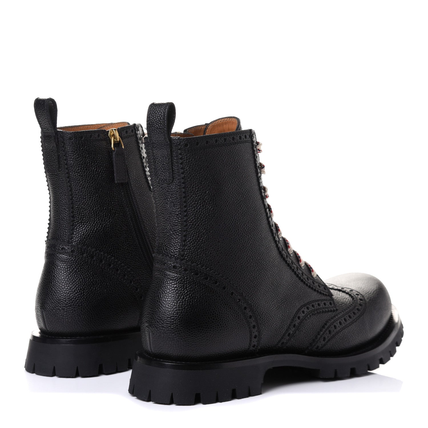 Gucci Grained Calfskin Mens Lace Up Combat Boots 11 Black 8 of 20