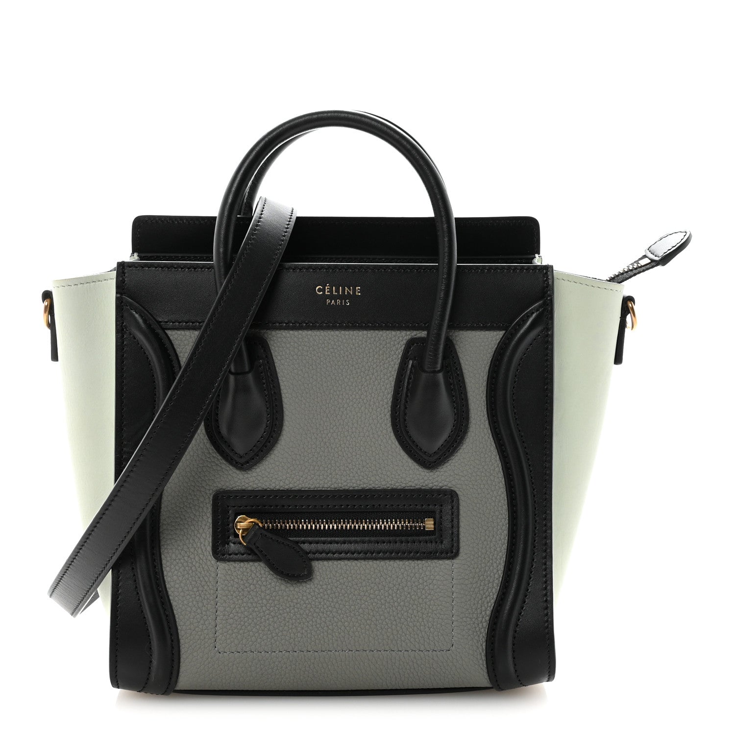 Celine Baby Grained Calfskin Nano Tri-Color Luggage Zinc Almond 1 of 9