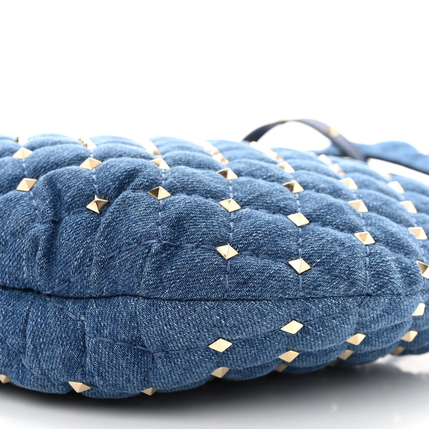 Denim Small Rockstud Spike Hobo Light Denim