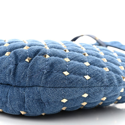 Valentino Garavani Denim Small Rockstud Spike Hobo Light Denim 9 of 9