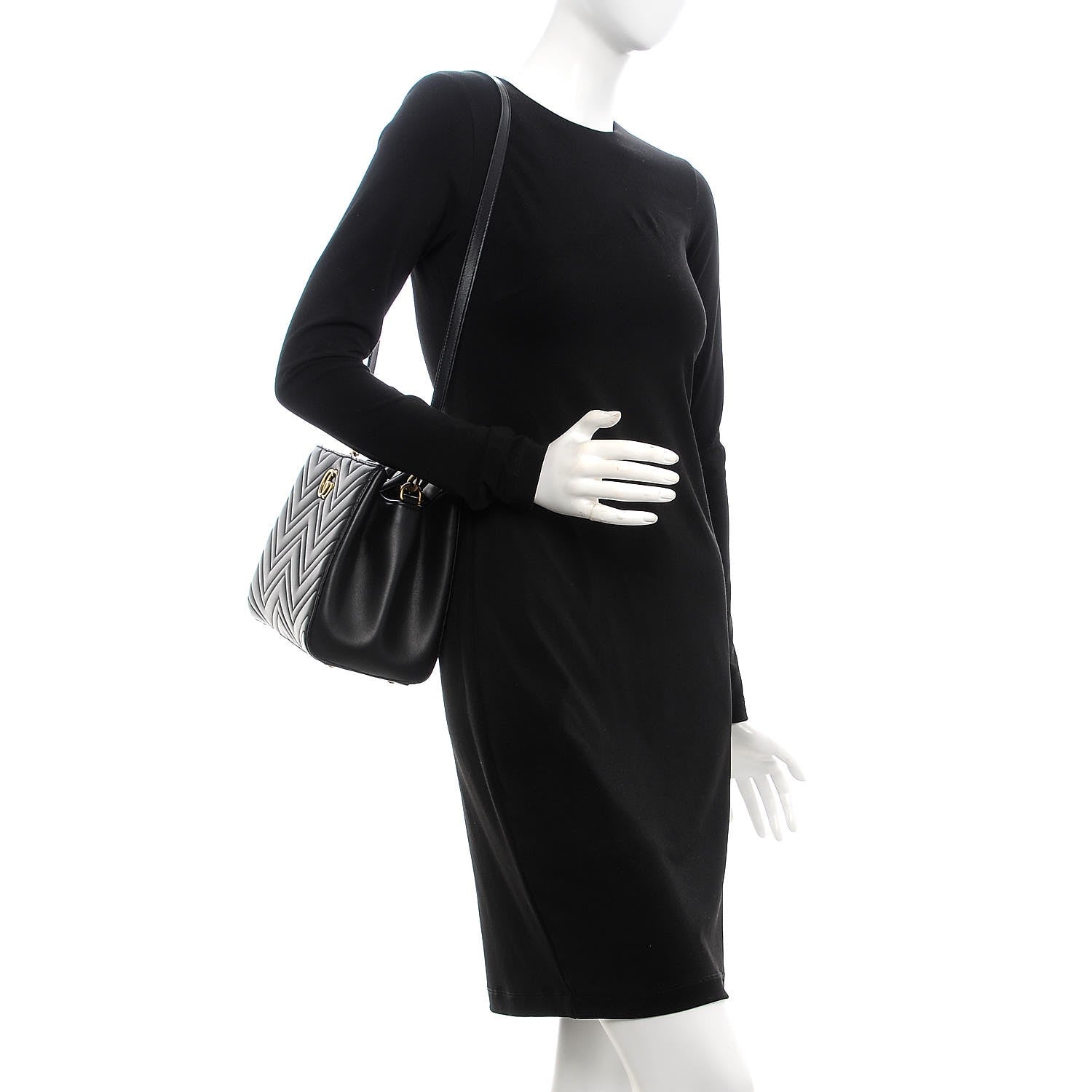 Gucci Calfskin Matelasse Small GG Marmont Tote Black 2 of 8