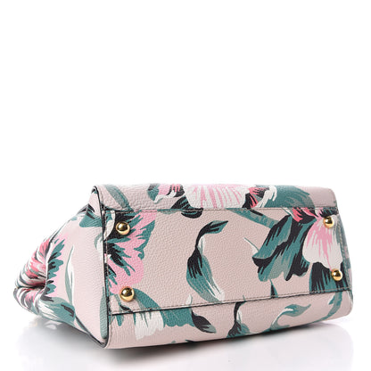 Burberry Soft Grain Calfskin Floral Print Medium Buckle Tote Natural Emerald Green 4 of 11