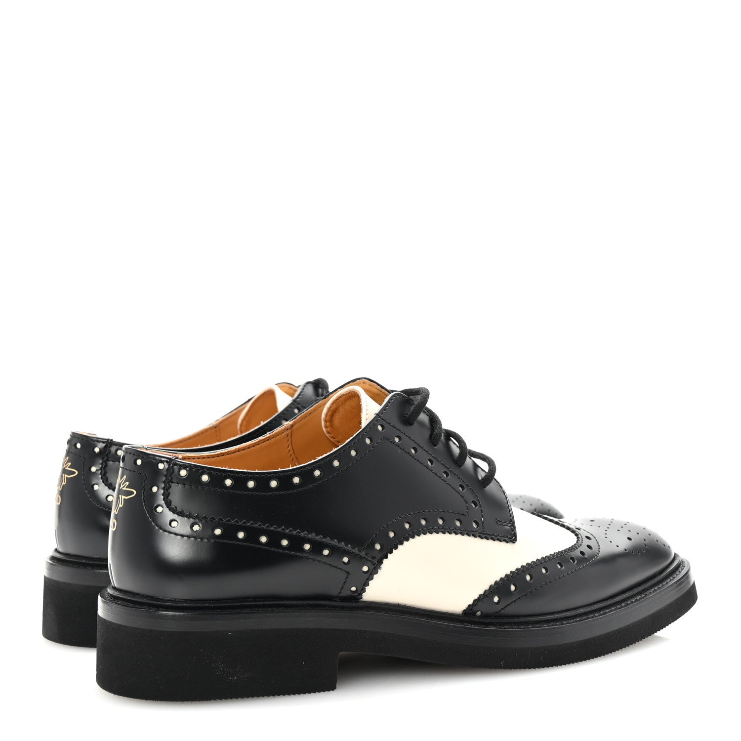 Christian Dior Brushed Calfskin Perforated Teddy Derby Flat Shoes 37 Black Off White 5 of 10