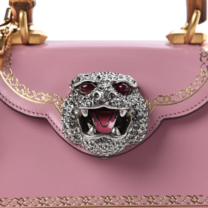 Gucci Calfskin Bamboo Crystal Mini Thiara Top Handle Bag Carmine Rose Gold 8 of 10