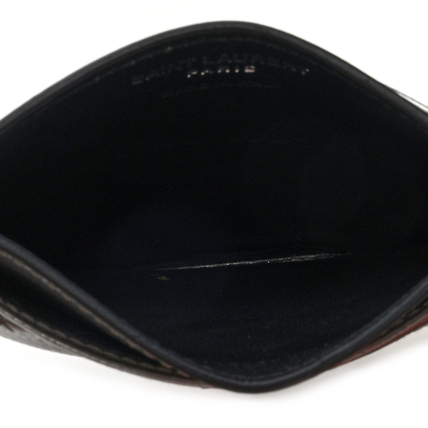 Metallic Grain De Poudre Matelasse Chevron Monogram Credit Card Case Argento
