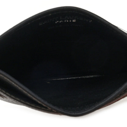 Saint Laurent Metallic Grain De Poudre Matelasse Chevron Monogram Credit Card Case Argento 5 of 7