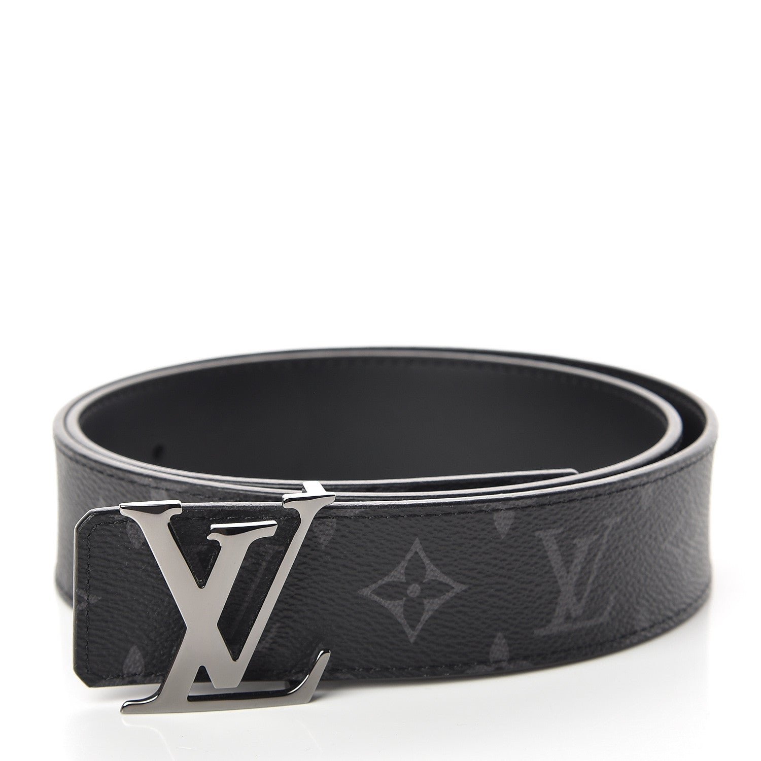 Louis Vuitton Monogram Eclipse Taigarama 40mm LV Initiales Reversible Belt 85 34 Black 1 of 4