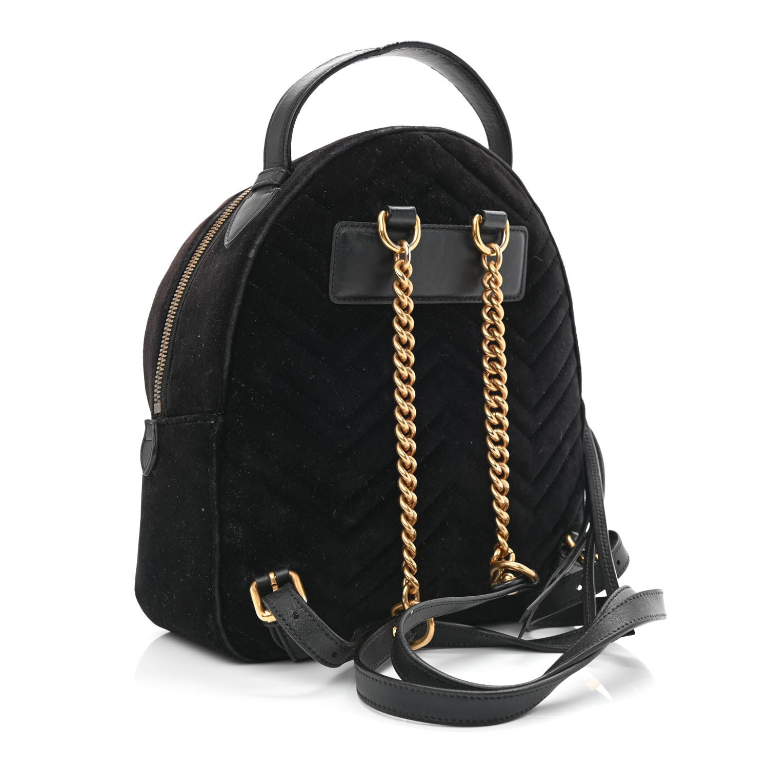 Gucci Velvet Matelasse GG Marmont Dome Backpack Black 3 of 20