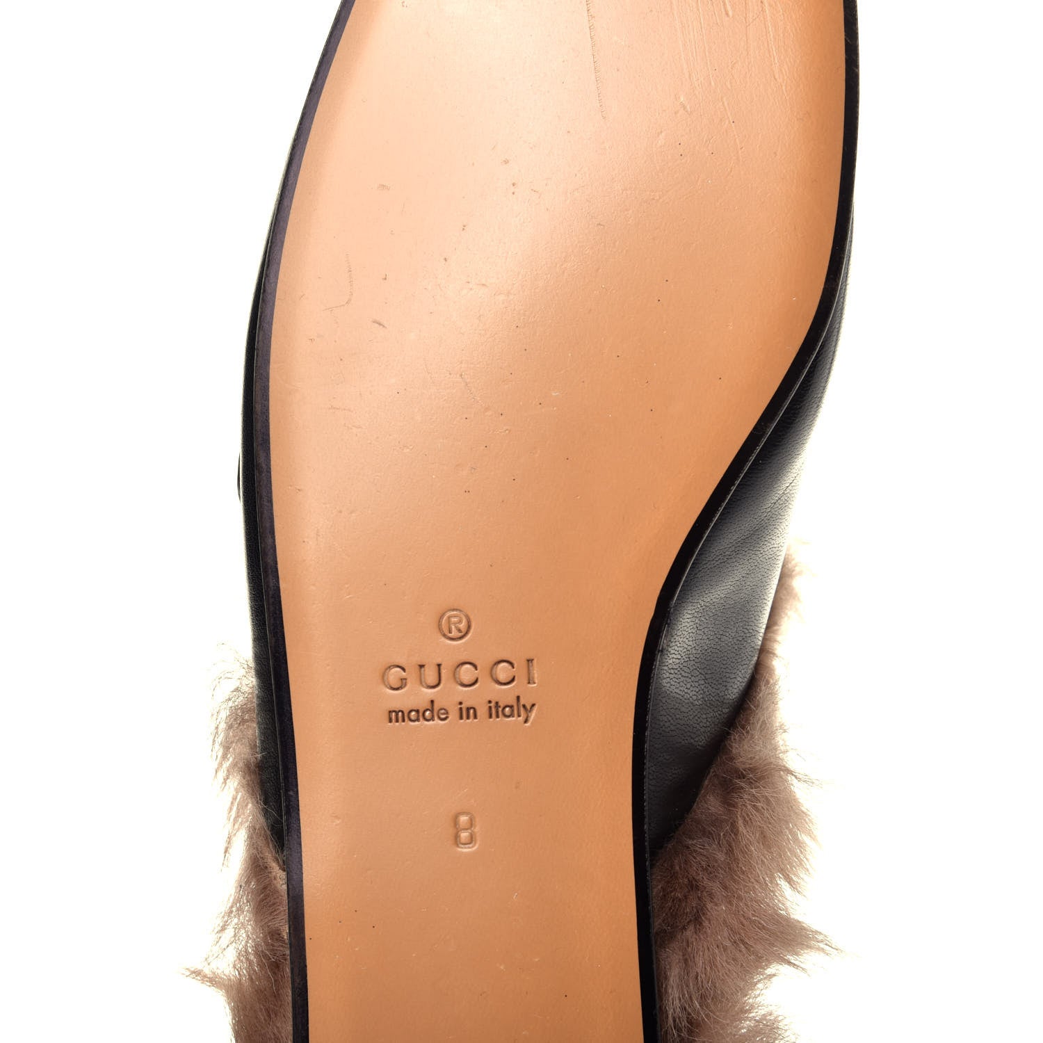 Gucci Goatskin Fur Web GG Mens Princetown Slippers 8 Black 6 of 7