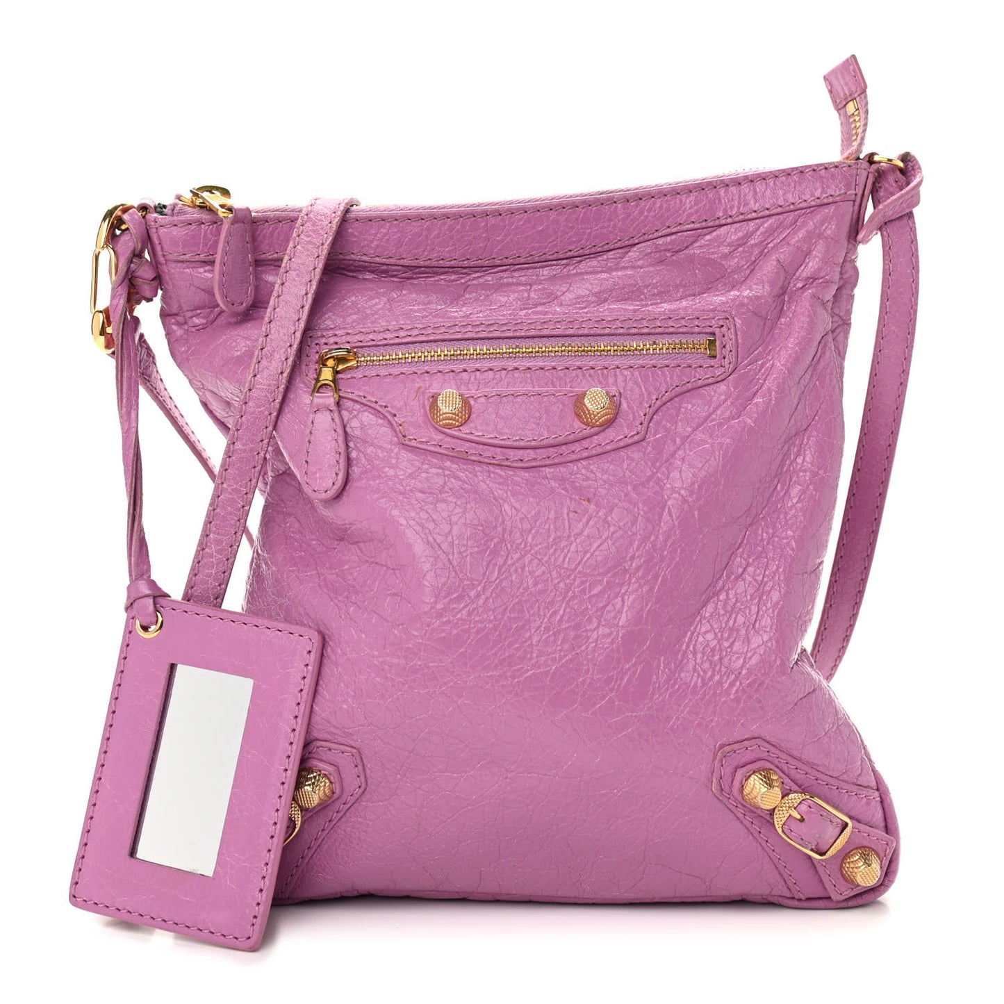 Agneau Giant 12 Gold Hardware Flat Crossbody Rose Berlingot