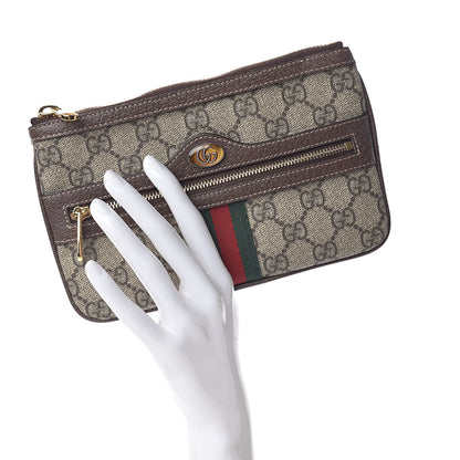 Gucci GG Supreme Monogram Web Small Ophidia Pouch Clutch Beige New Acero 2 of 8