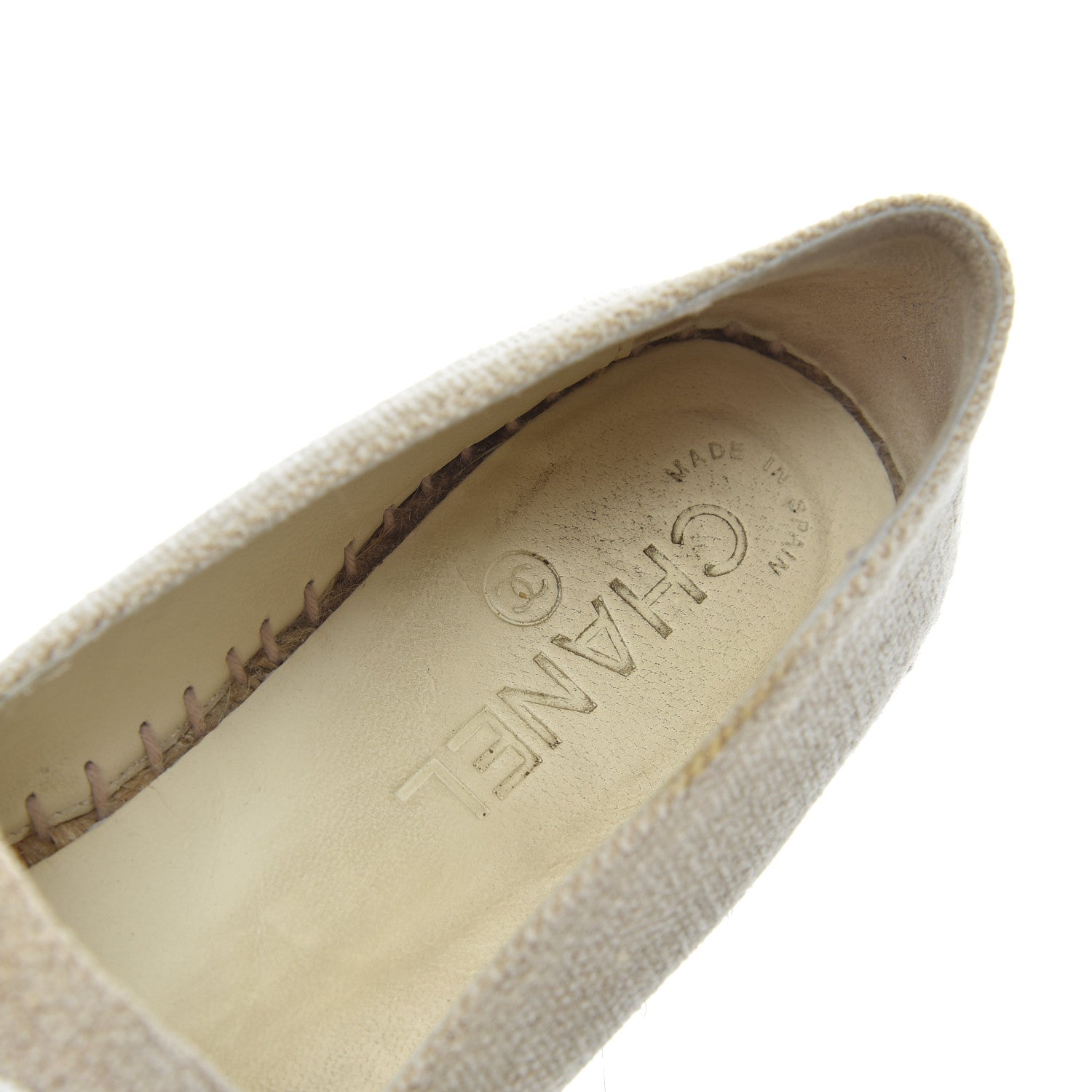 Chanel Toile Sequin CC Espadrilles 37 Beige Black 11 of 14