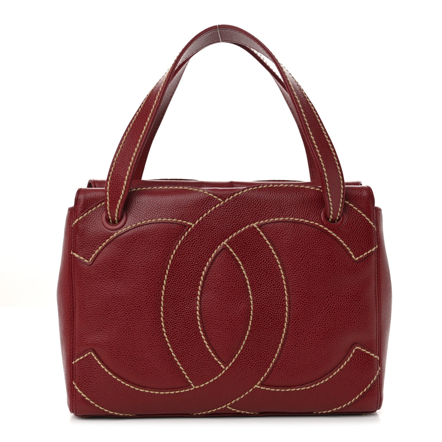 Chanel Caviar CC Stitched Tote Red 1 of 10