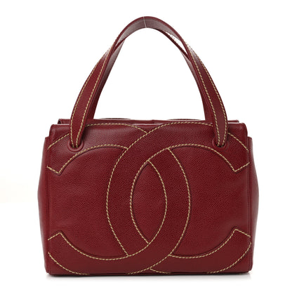 Chanel Caviar CC Stitched Tote Red 1 of 10