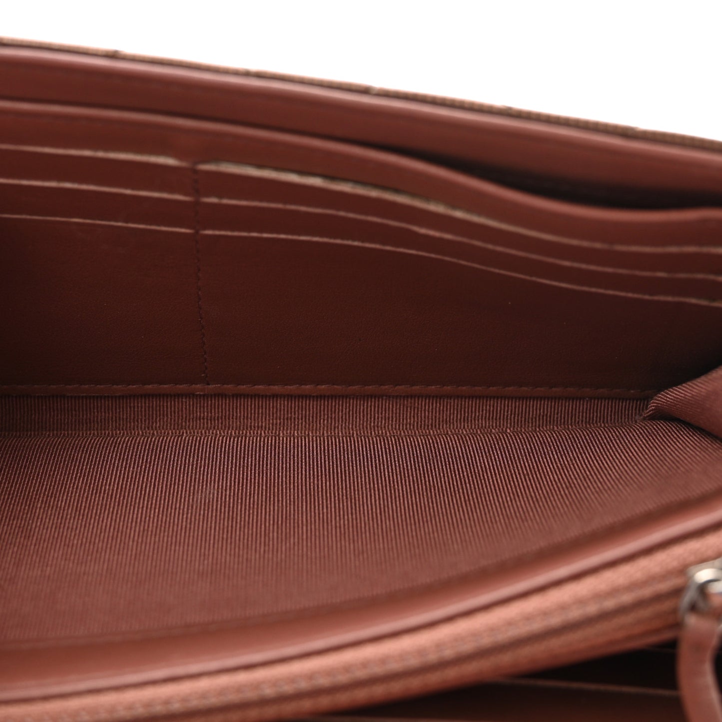 Striated Patent Quilted Large Gusset Flap Wallet Bronze