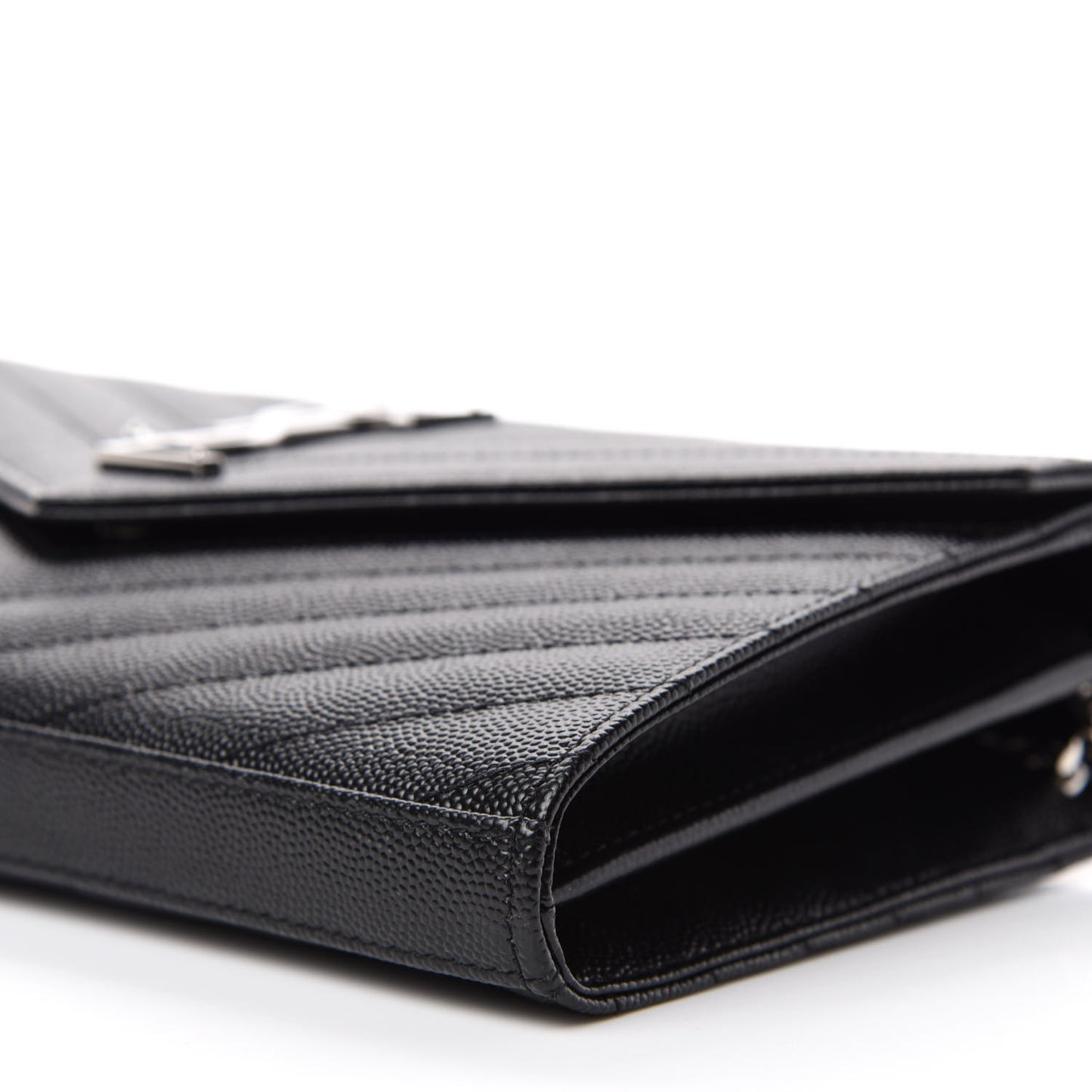 Grain De Poudre Matelasse Chevron Monogram Chain Wallet Black