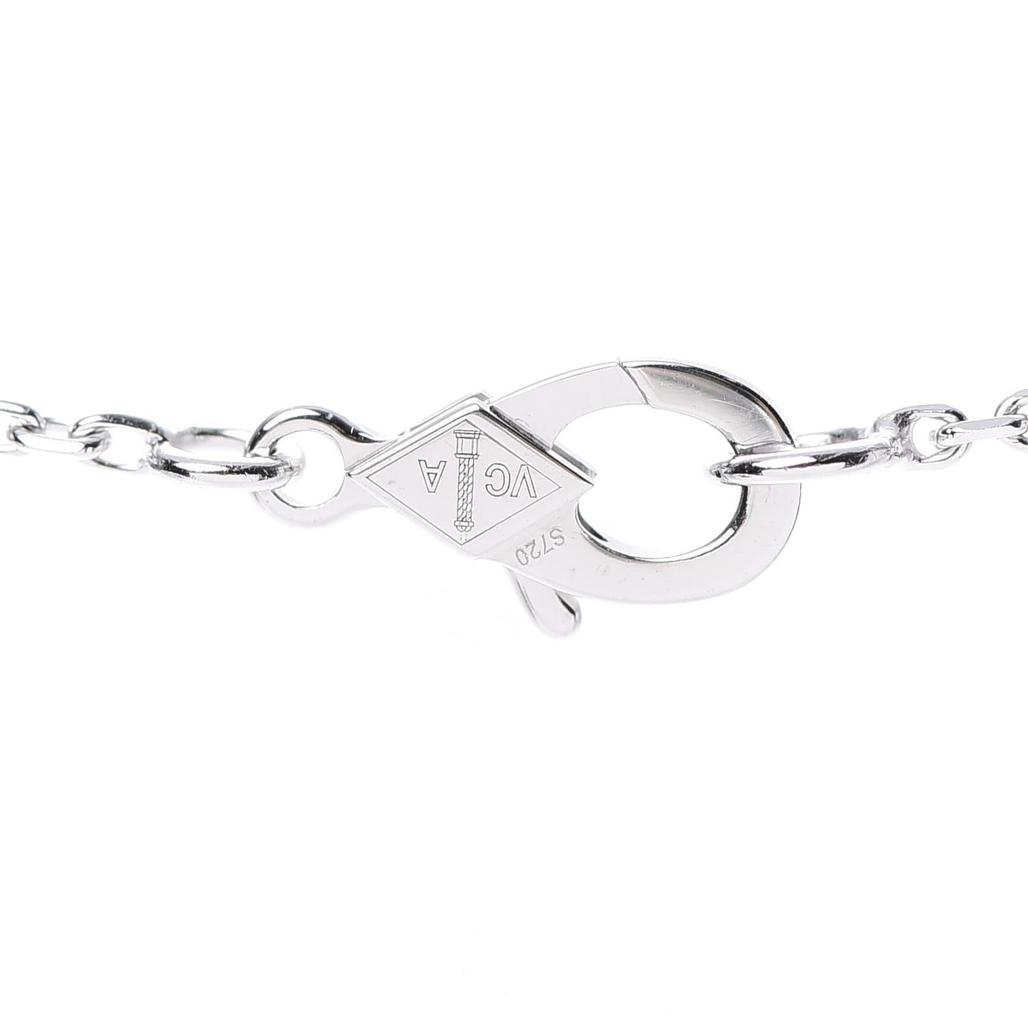18K White Gold Diamond Vintage Alhambra Pendant Necklace