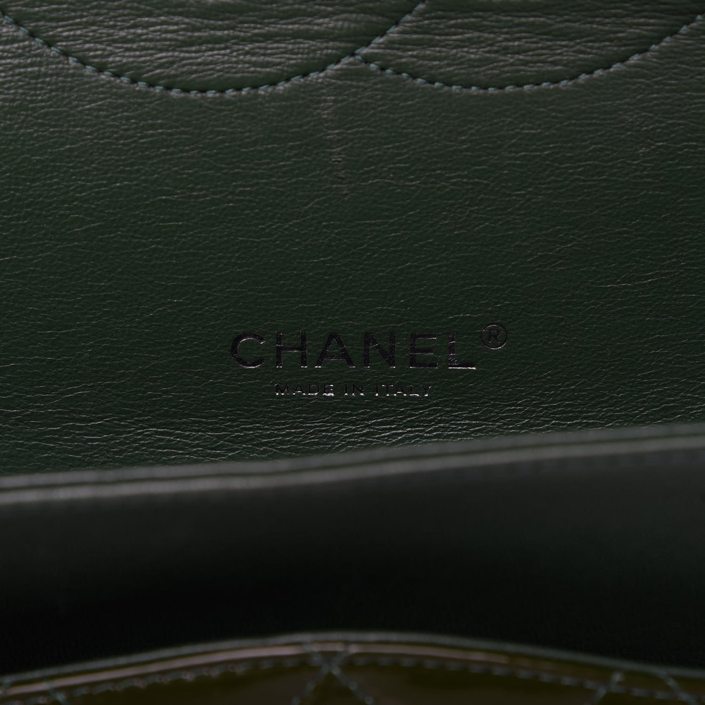 Patent Quilted Maxi Double Flap Dark Green