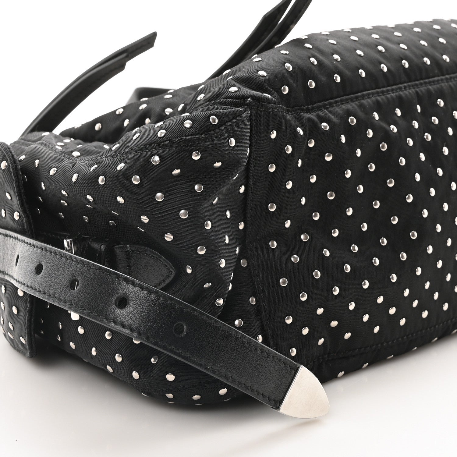 Prada Re-Nylon Studded Shoulder Bag Black 9 of 10