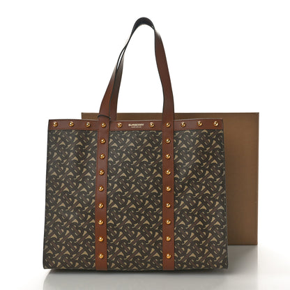 Burberry E-Canvas Monogram Studded Small Book Tote Tan Tan 10 of 10