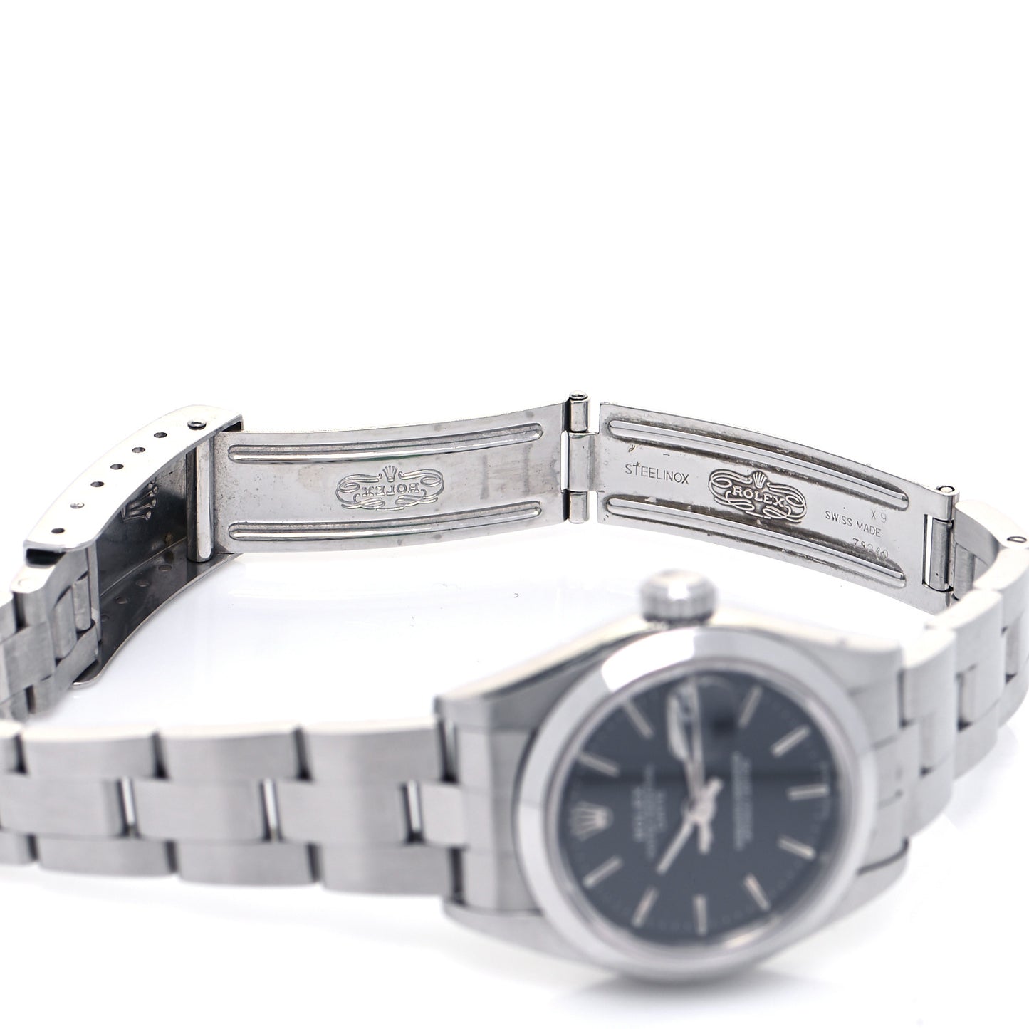 Stainless Steel 26mm Oyster Perpetual Date Watch Black 79160
