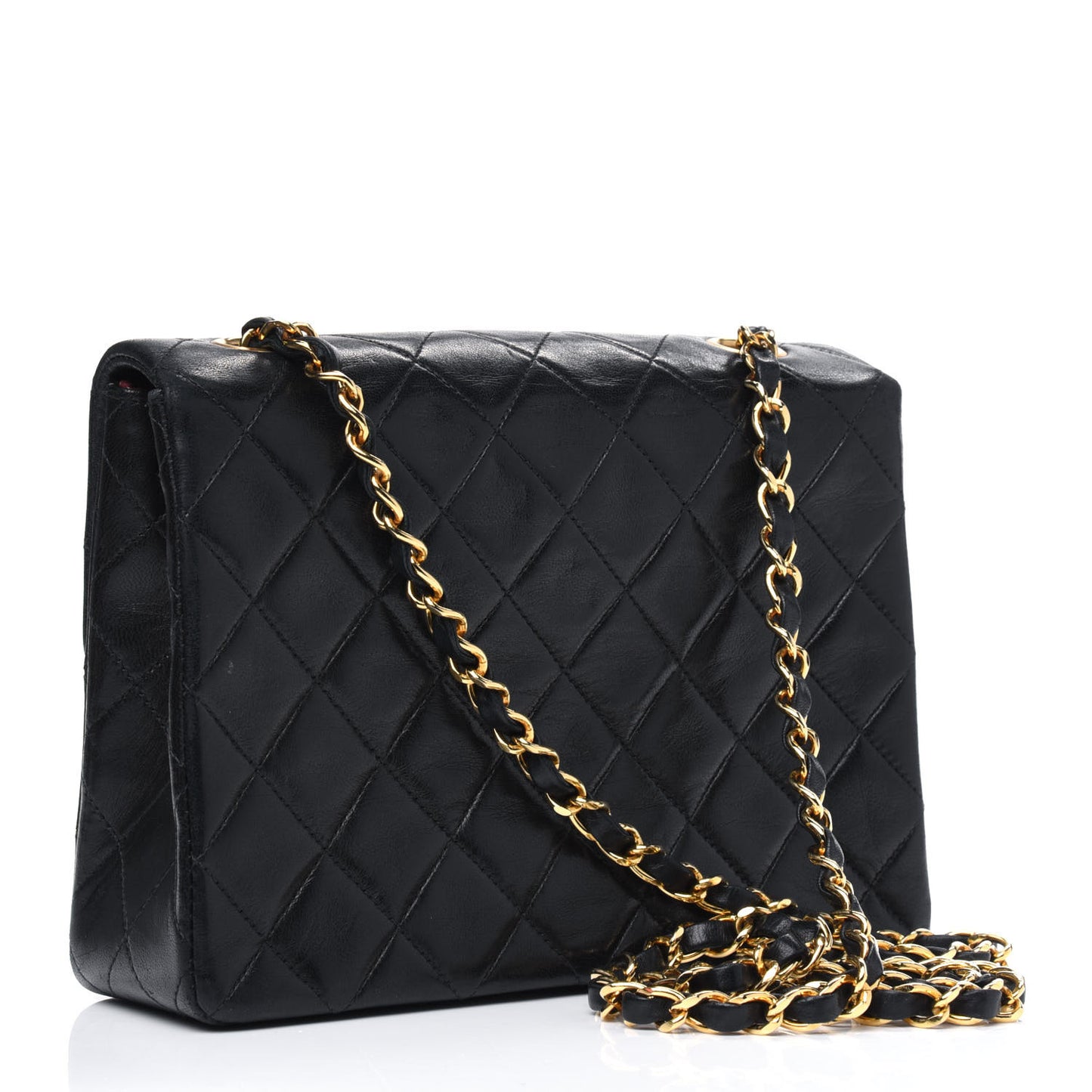 Lambskin Quilted Small Single Flap Black