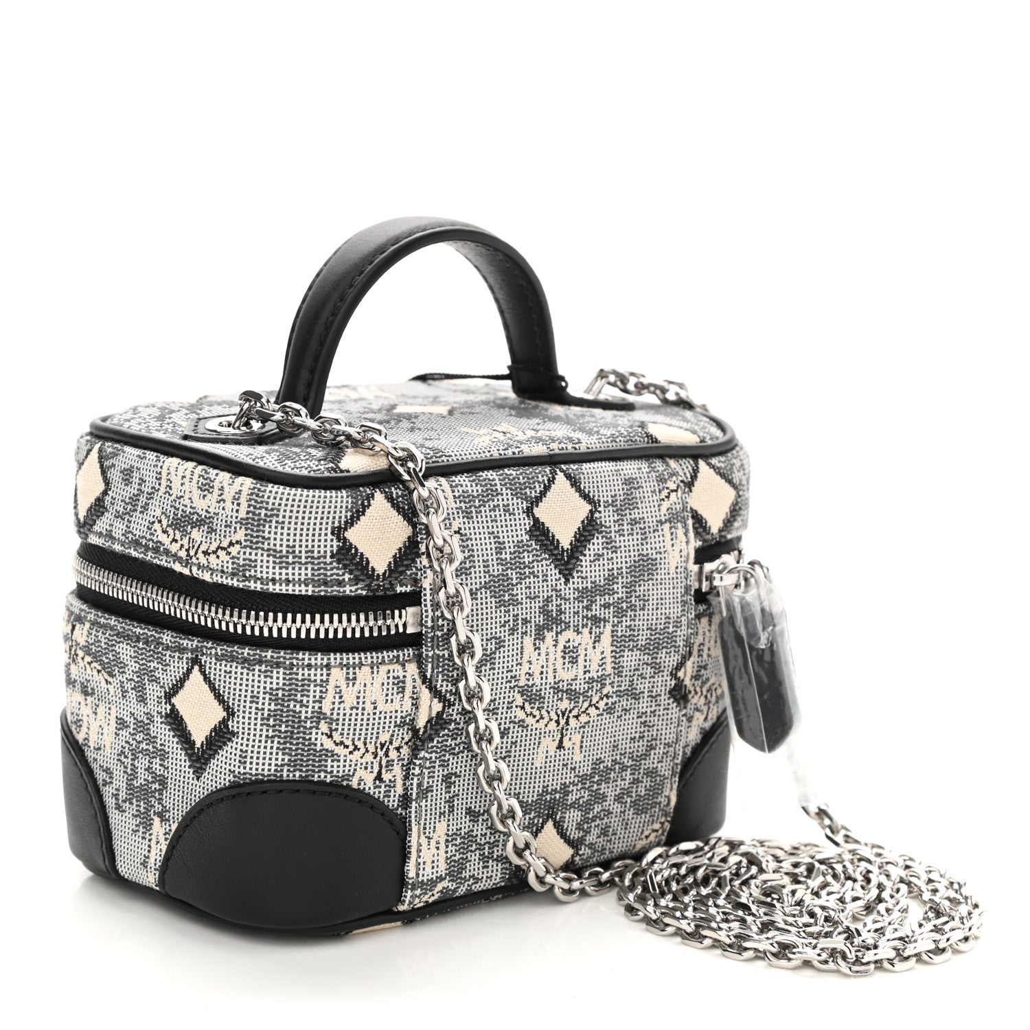 MCM Vintage Jacquard Monogram Rockstar Vanity Case Grey 3 of 9