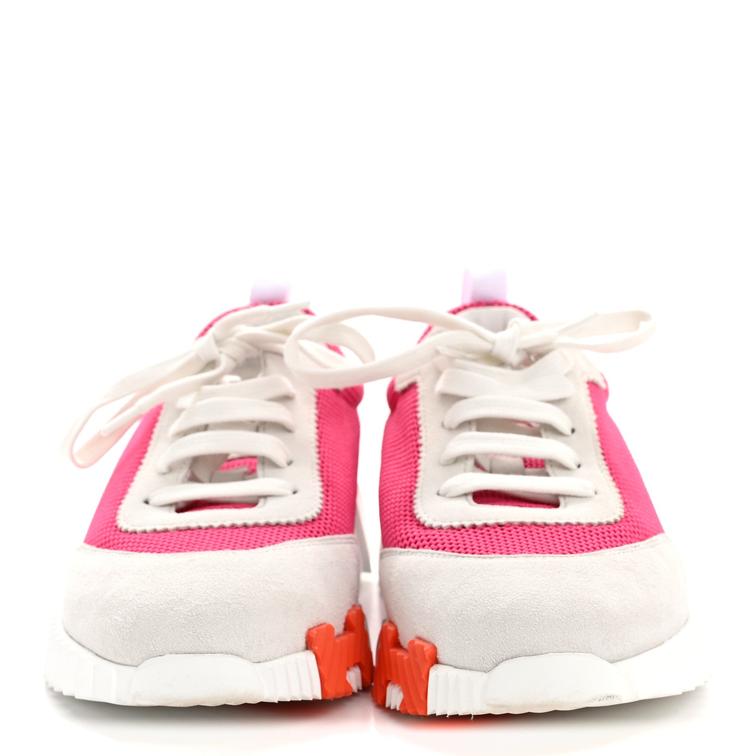 Hermes Air Mesh Suede Goatskin Bouncing Sneakers 39 Rose Vinicunca White 3 of 10