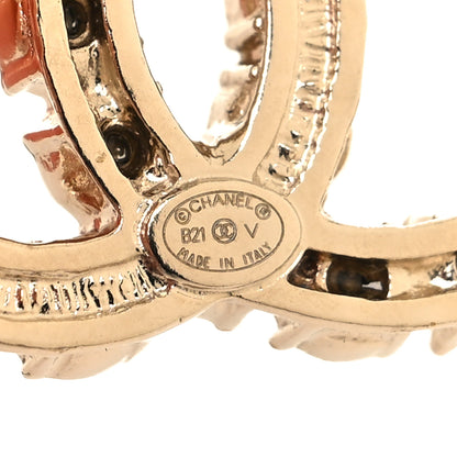 Chanel Crystal Pearl CC Dazzling Domino Earrings Gold 4 of 5