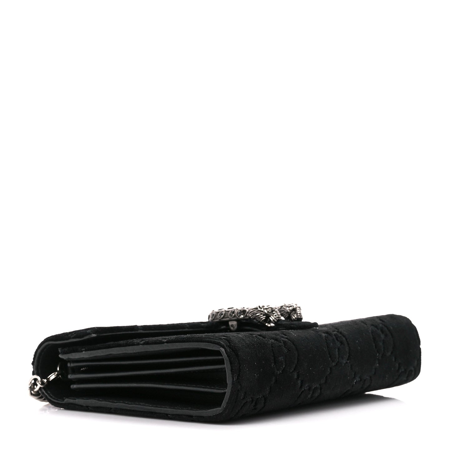 Velvet GG Monogram Mini Dionysus Chain Wallet Black