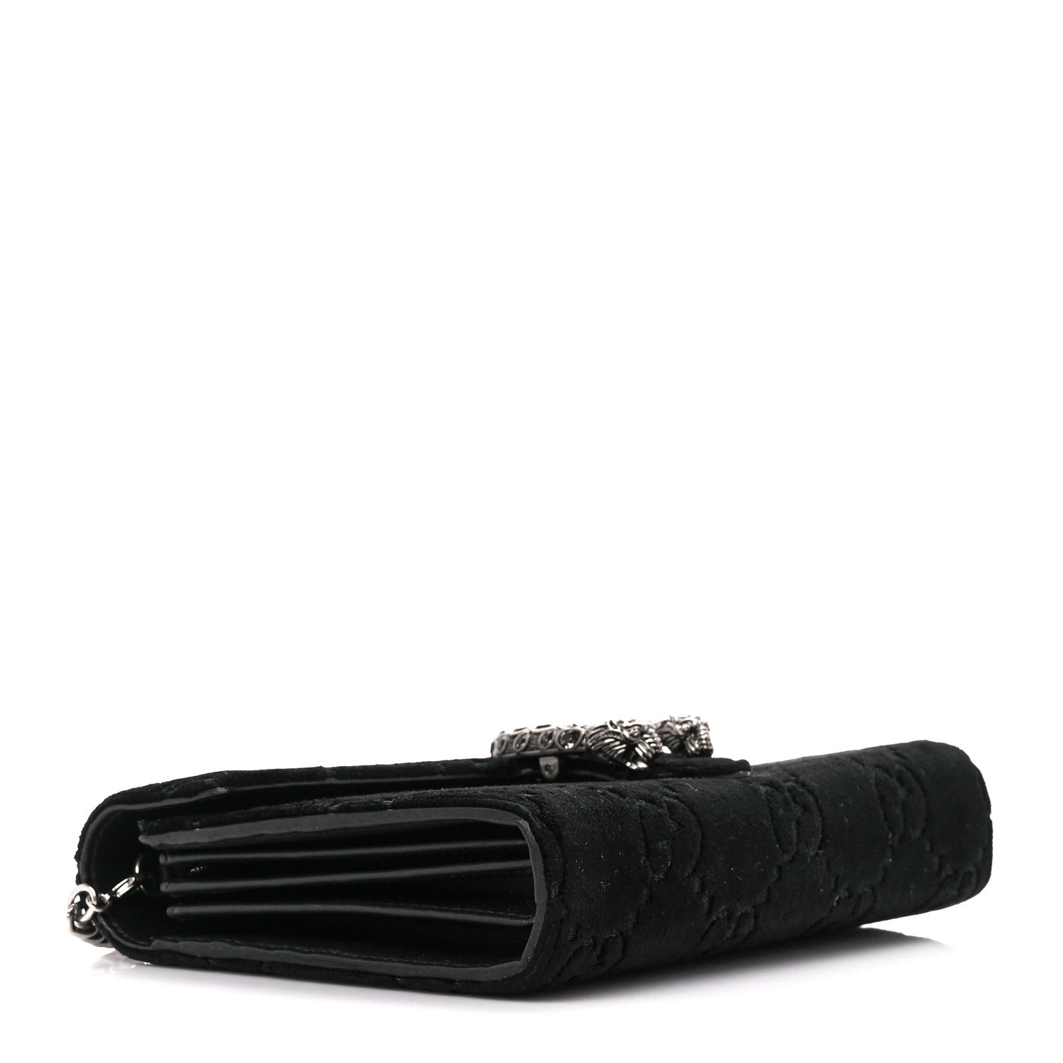 Gucci Velvet GG Monogram Mini Dionysus Chain Wallet Black 4 of 10