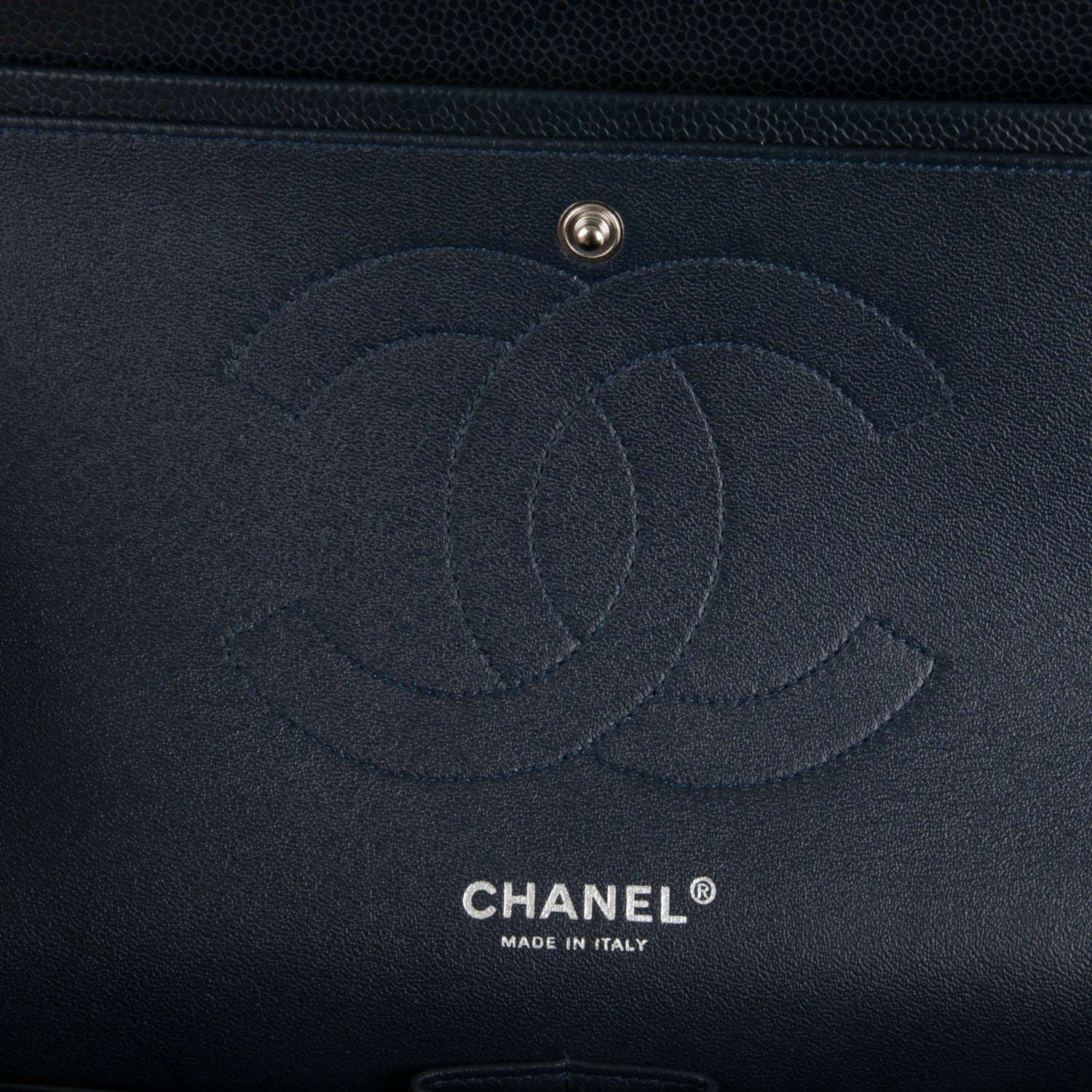 Chanel Caviar Quilted Jumbo Double Flap Navy Blue 8 of 9