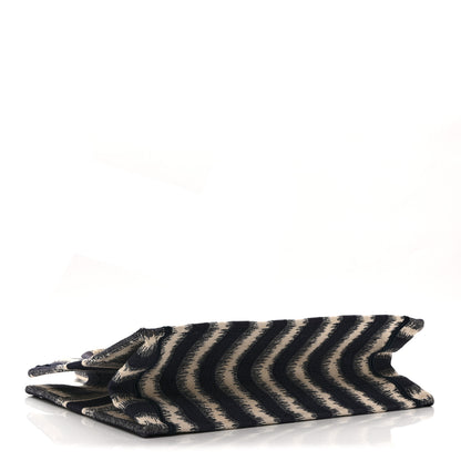 Christian Dior Canvas Embroidered Medium Striped Book Tote Navy 4 of 10