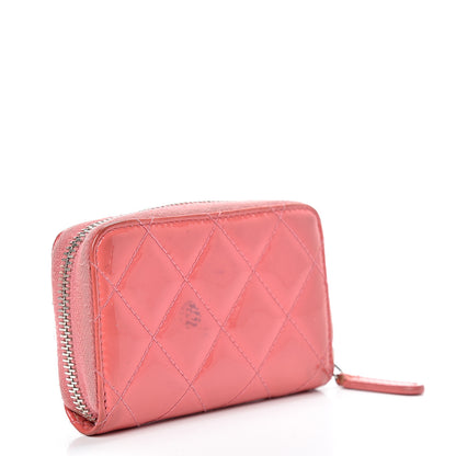 Chanel Patent Calfskin Quilted Zip Coin Purse Pink 2 of 16