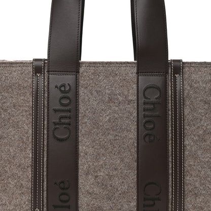 Chloe Felt Calfskin Medium Woody Ribbon Tote Deep Beige 8 of 11