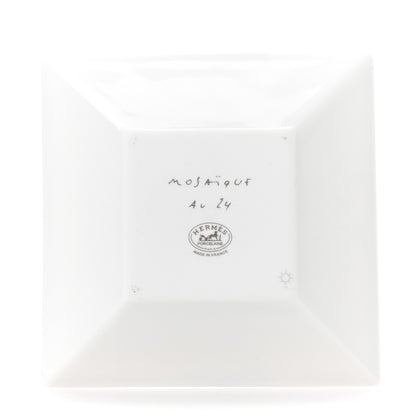 Hermes Porcelain Mosaique Au 24 Platinum Square Plate N°1 3 of 4