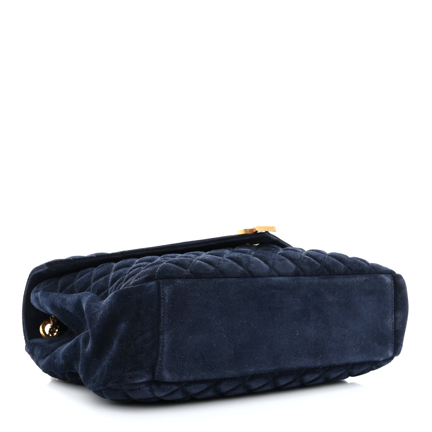 Saint Laurent Suede Mixed Matelasse Triquilt Large Monogram Envelope Satchel Navy Blue 4 of 11