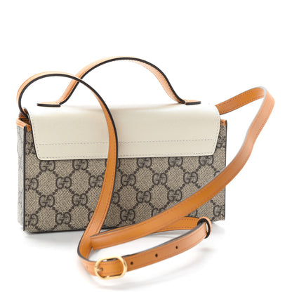 Gucci GG Supreme Monogram New Sakai Calfskin Mini Padlock Top Handle Shoulder Bag Beige Ebony Mystic White Sun Oil 3 of 9