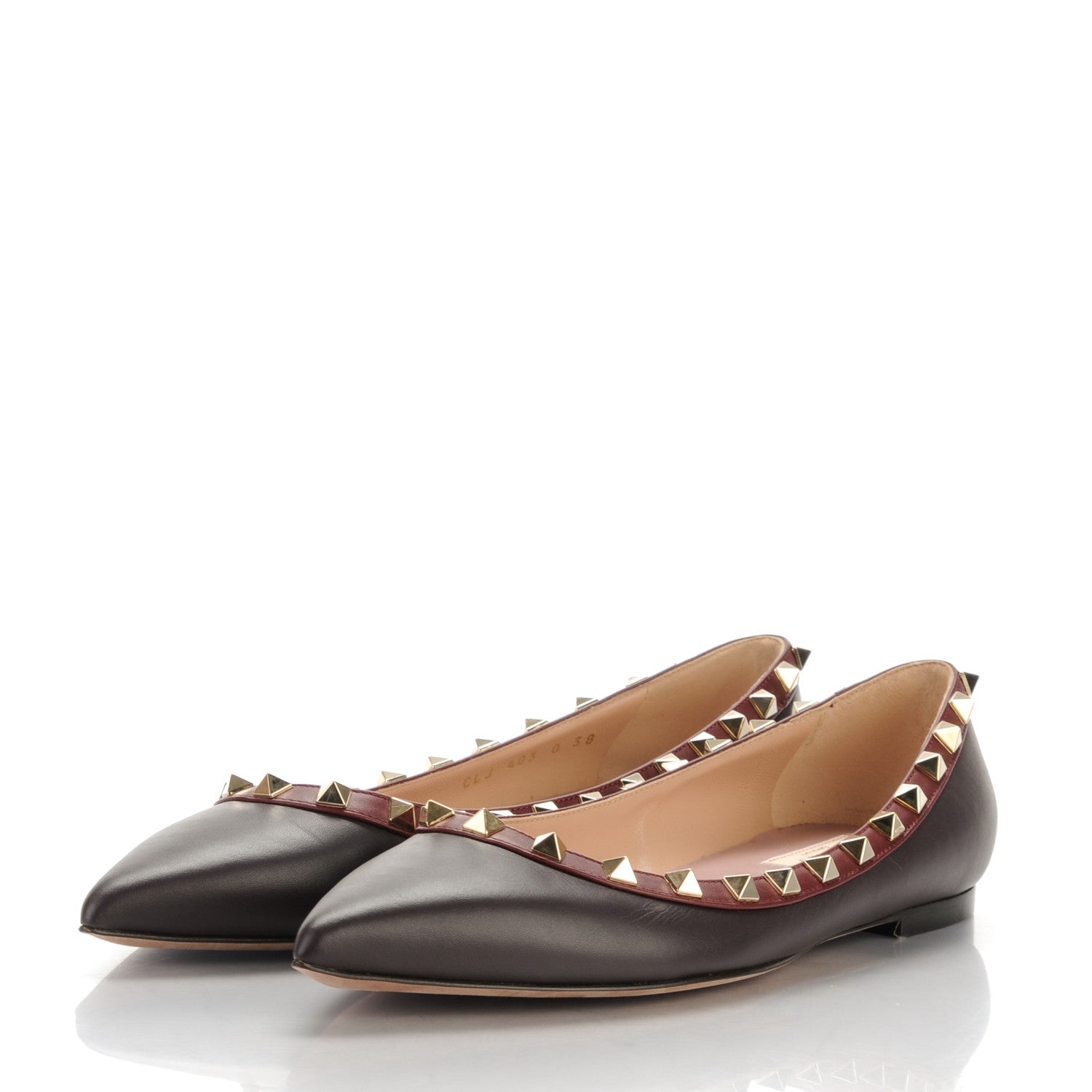 Valentino Garavani Nappa Rockstud Ballerina Flats 38 Griotte 3 of 7