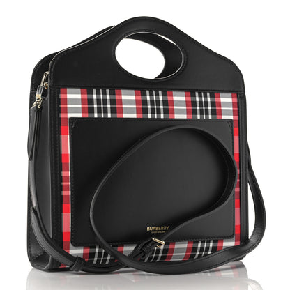 Burberry Calfskin Nylon Tartan Mini Pocket Bag Bright Red 3 of 11