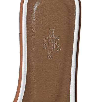 Hermes Box Calfskin Oran Sandals 38 White 7 of 8