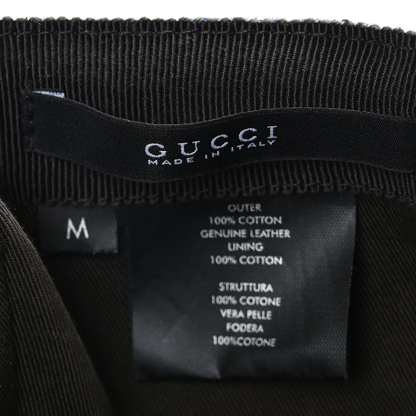 Denim GG Monogram Baseball Hat M Blue Tea Cuir