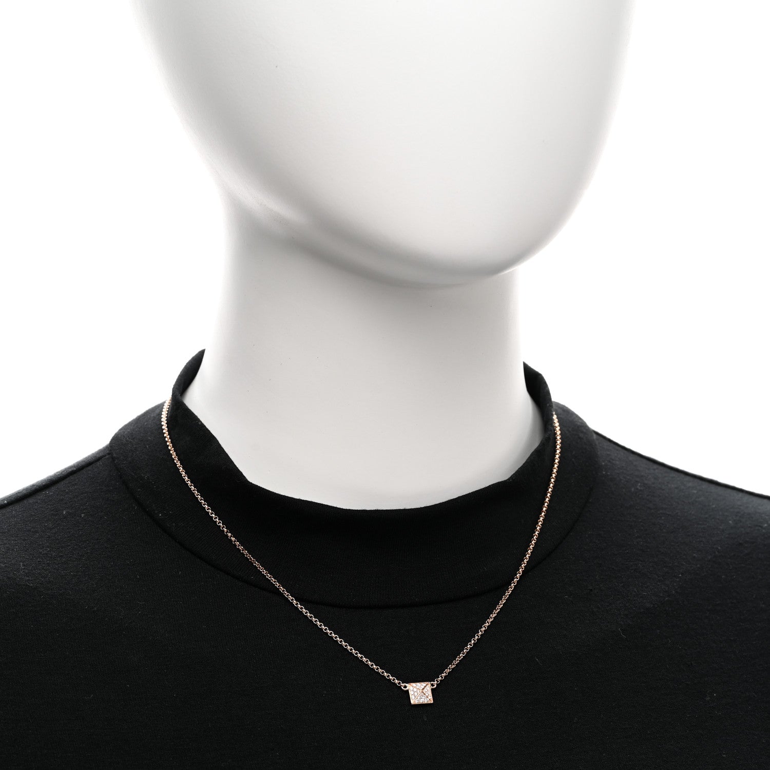 Hermes 18K Rose Gold Diamond Clou d'H Pendant Necklace 2 of 5